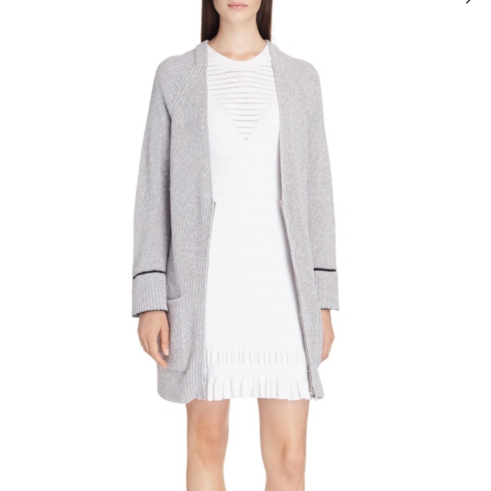 Zip-front Sport Long Cardigan in Gray